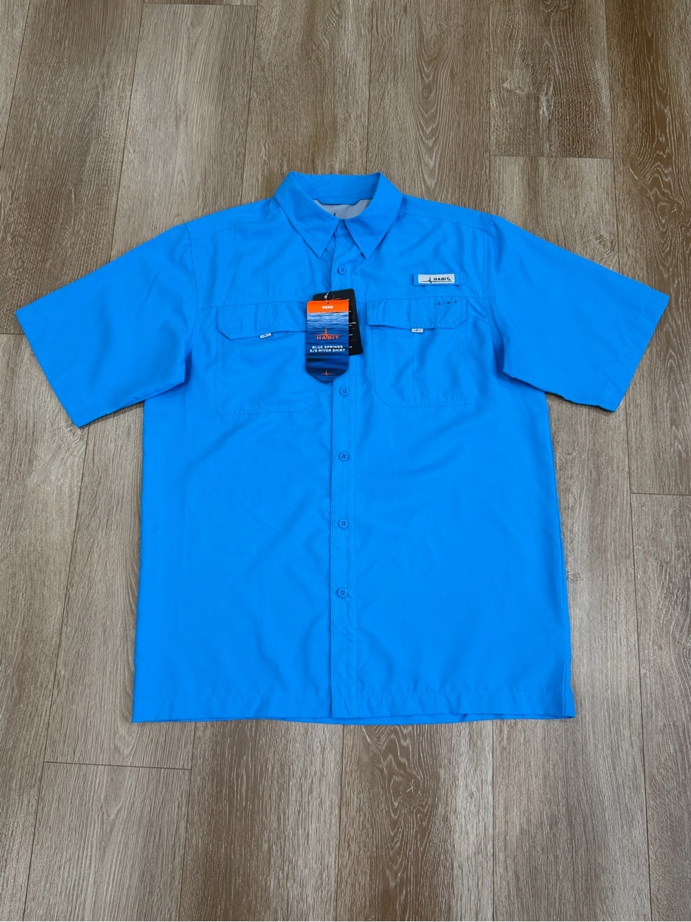 NWT Habit Blue Springs River Shirt Men M Fishing Outdoor Short Sleeve 40+ UPF